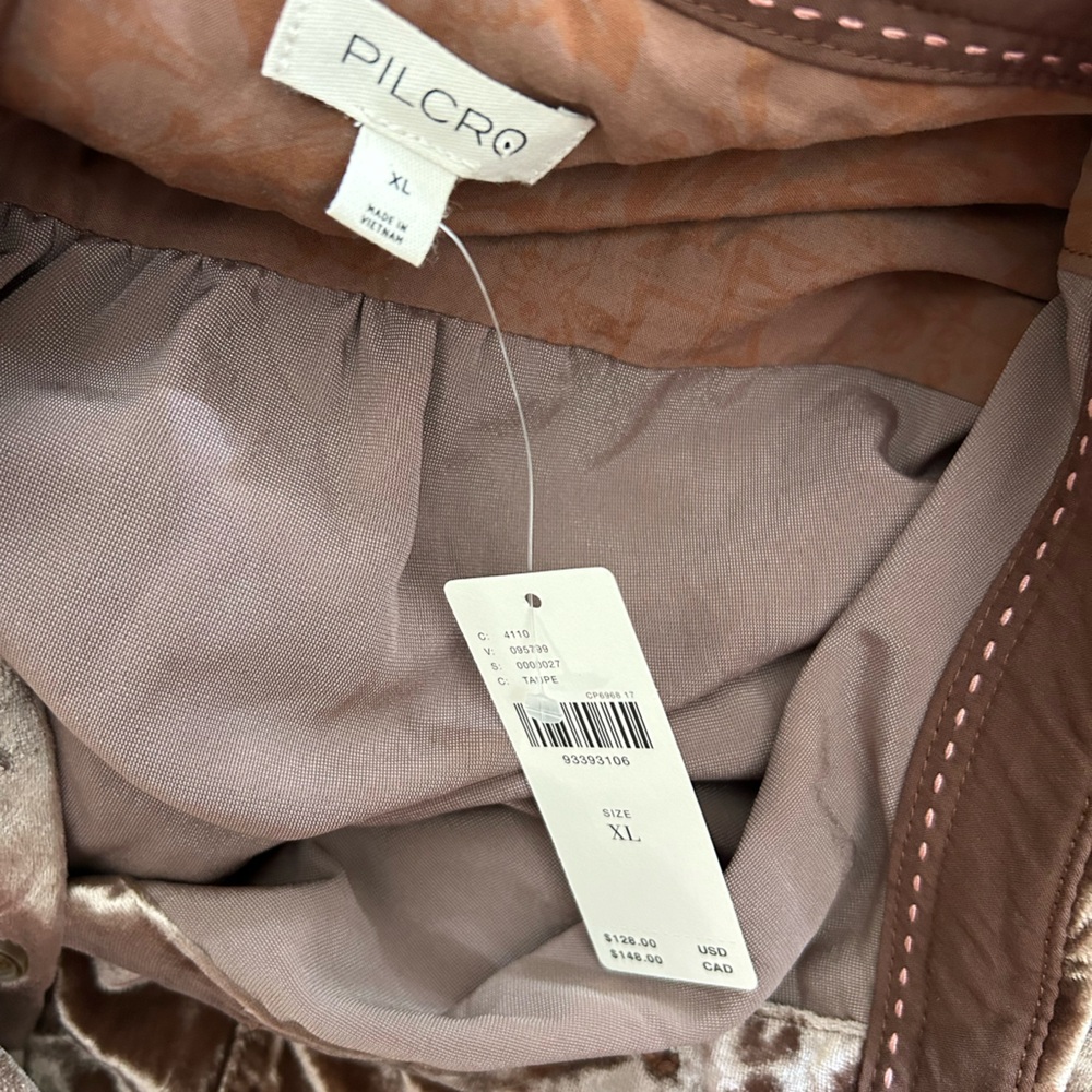 Pilcro Brown Velvet Button Down Shirt - Picture 7 of 10